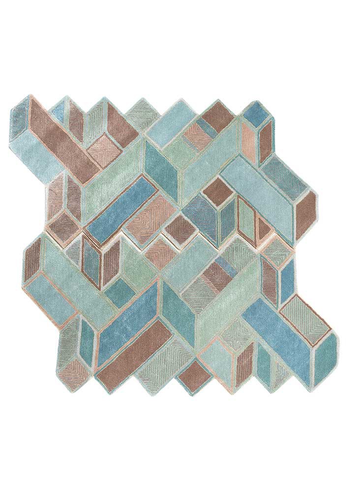  blue wool and viscose Hand Tufted Rug