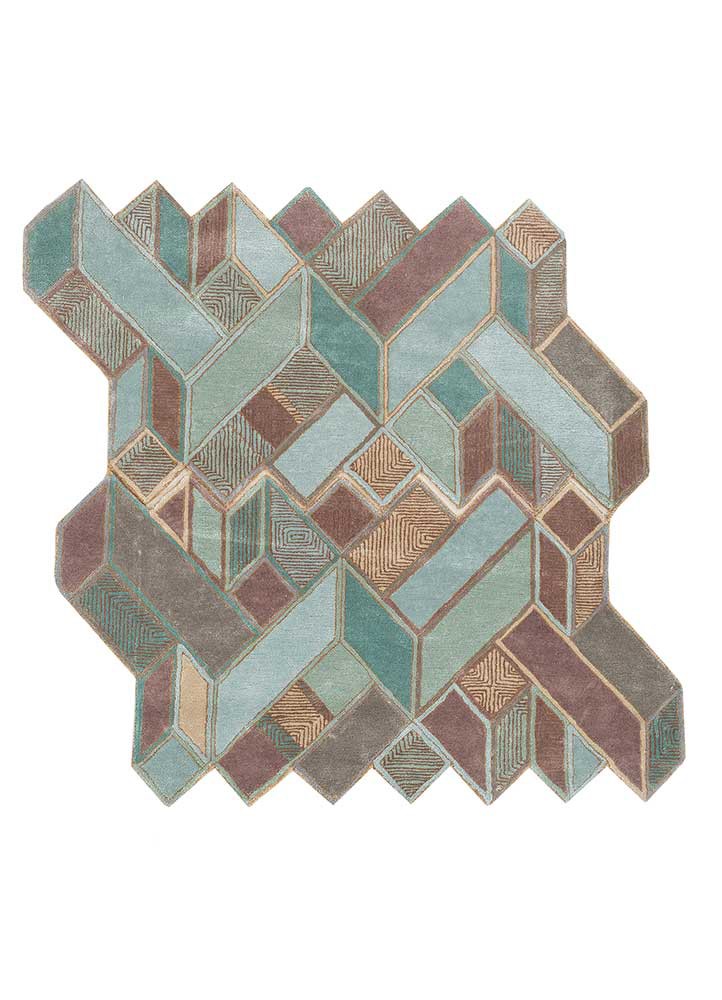  grey and black wool and viscose Hand Tufted Rug