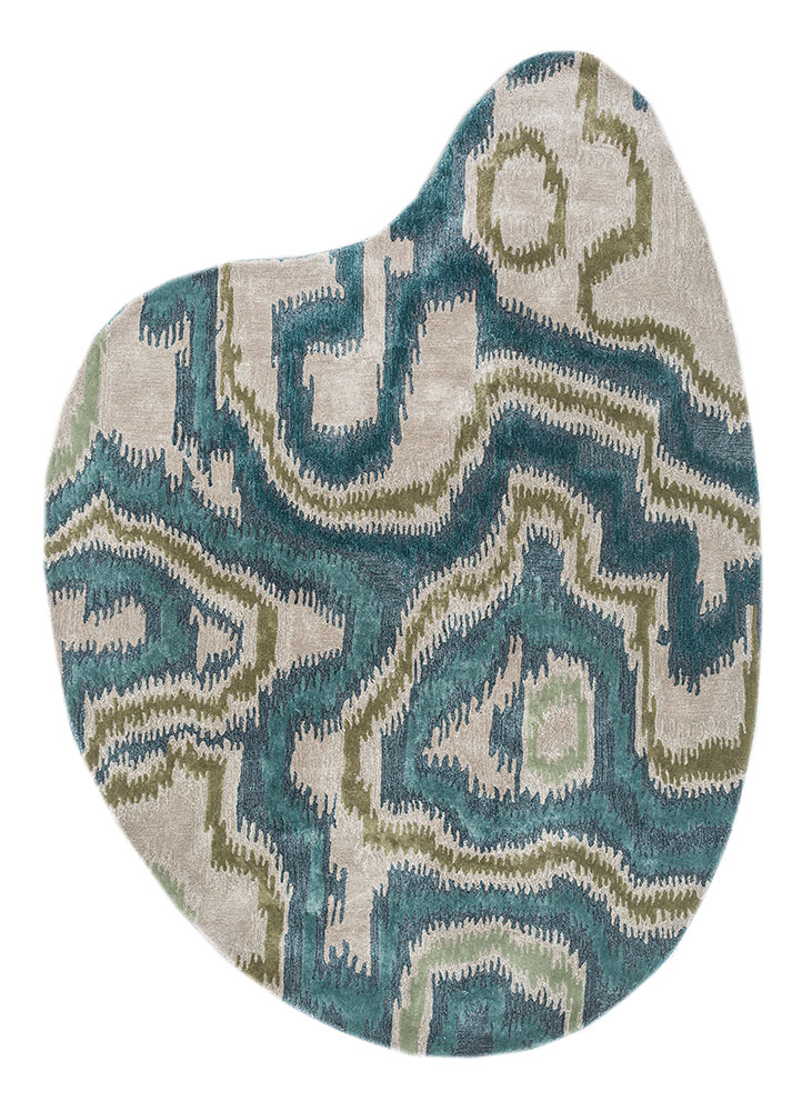 mythos blue viscose Hand Tufted Rug - HeadShot