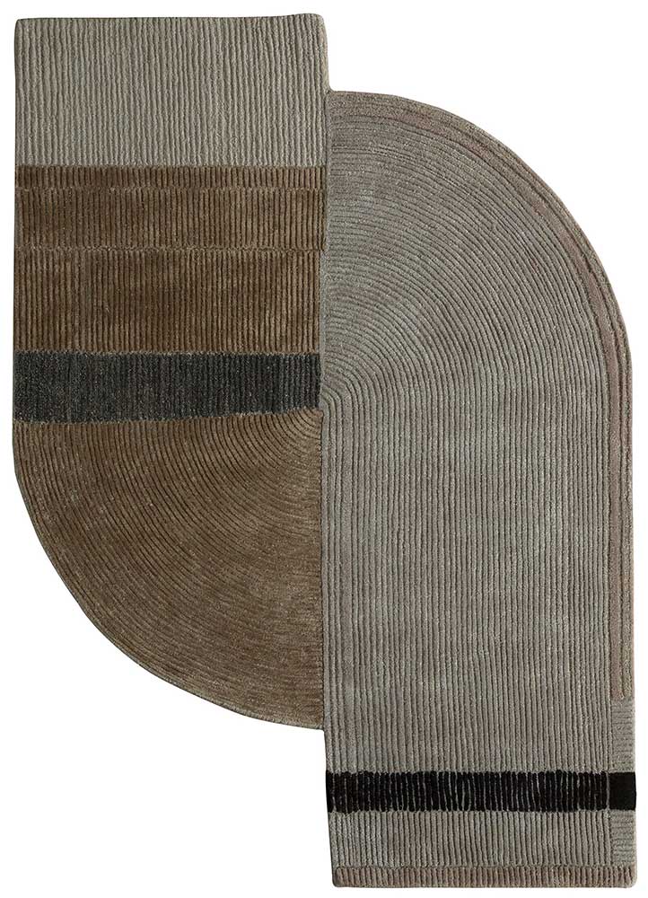  beige and brown wool and viscose Hand Tufted Rug