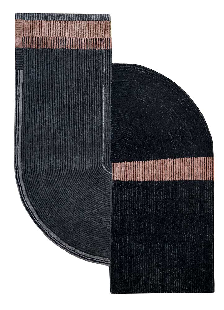 come around grey and black wool and viscose Hand Tufted Rug - HeadShot