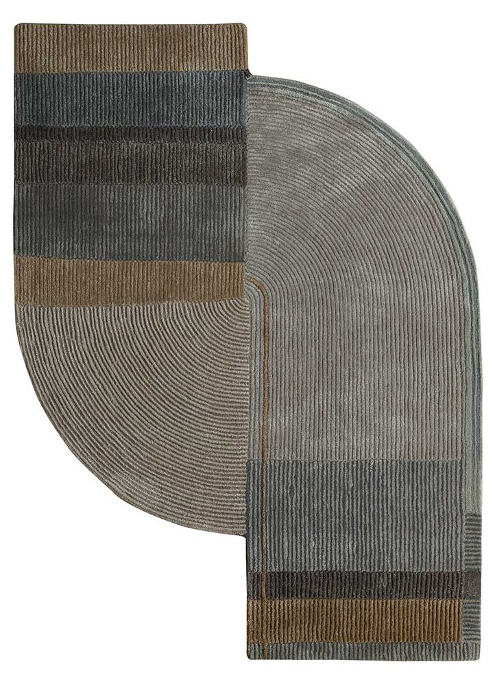  grey and black wool and viscose Hand Tufted Rug