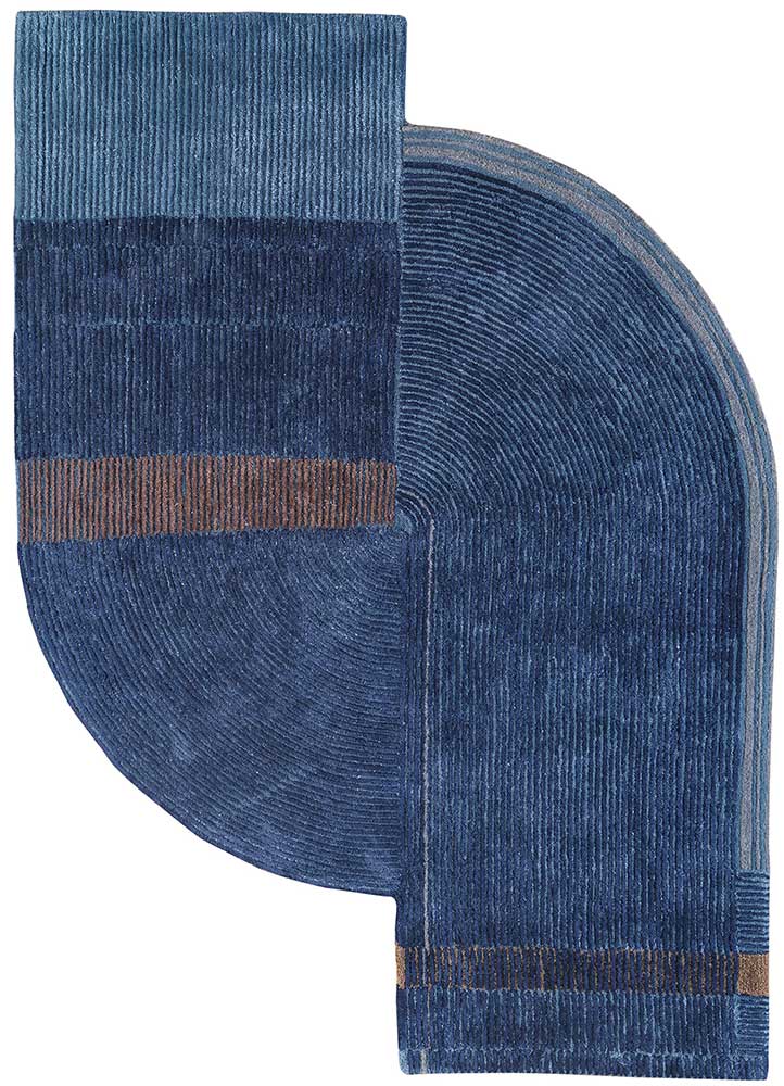  blue wool and viscose Hand Tufted Rug