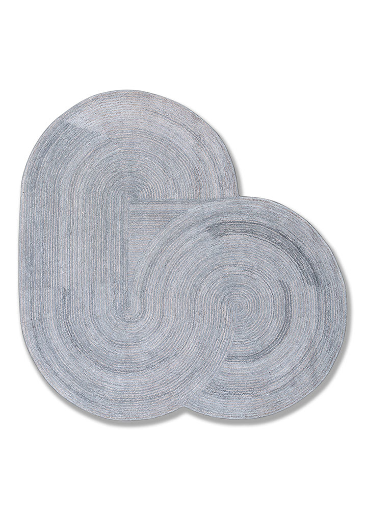  blue wool and viscose Hand Tufted Rug