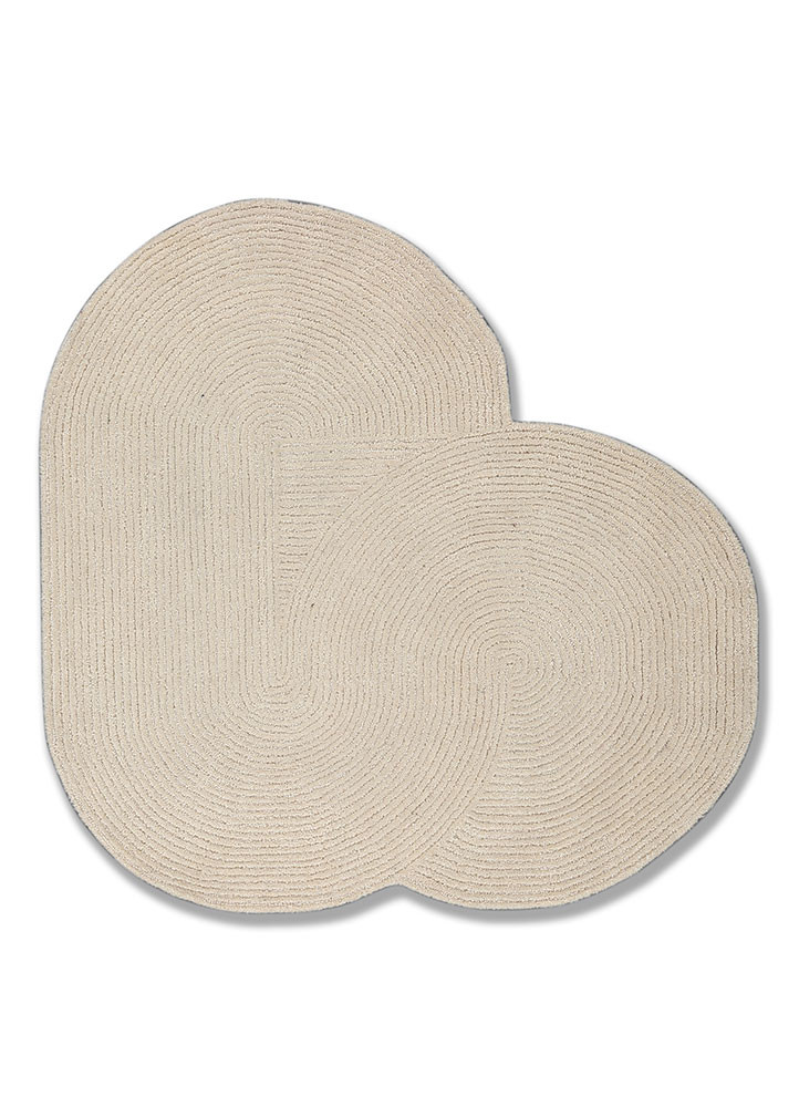  ivory wool and viscose Hand Tufted Rug