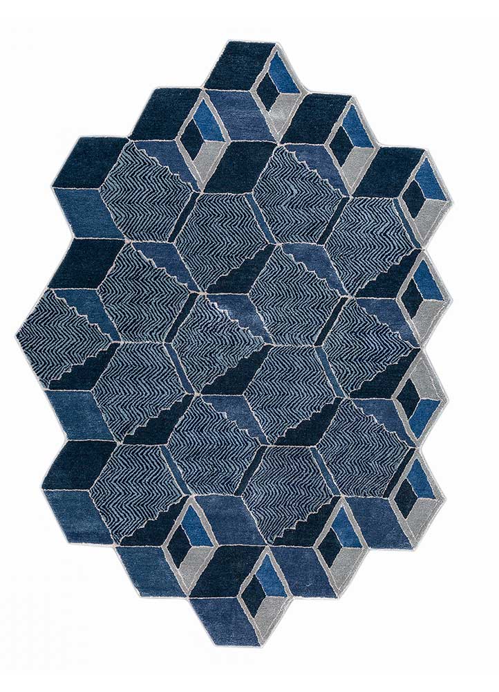 archetype blue wool and viscose Hand Tufted Rug - HeadShot