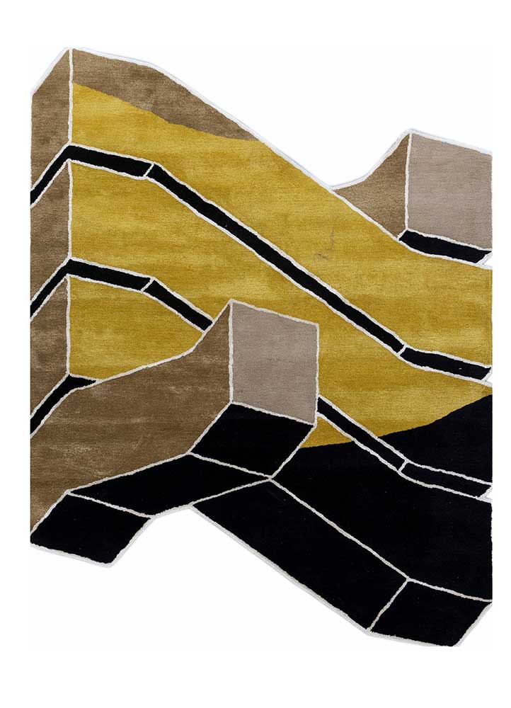  gold wool and viscose Hand Tufted Rug