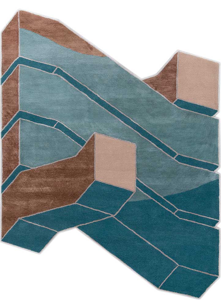 archetype blue wool and viscose Hand Tufted Rug - HeadShot