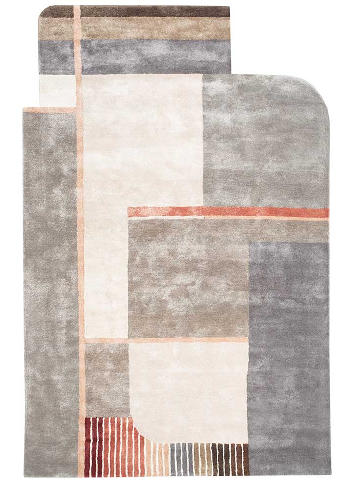 vyom grey and black viscose Hand Tufted Rug - HeadShot