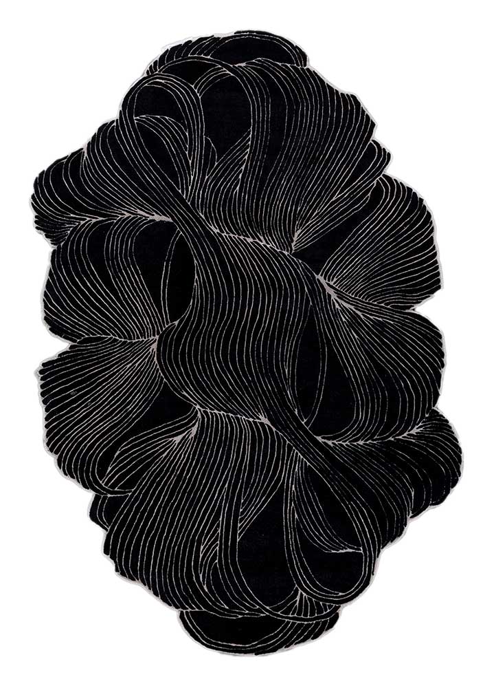  grey and black wool and viscose Hand Tufted Rug