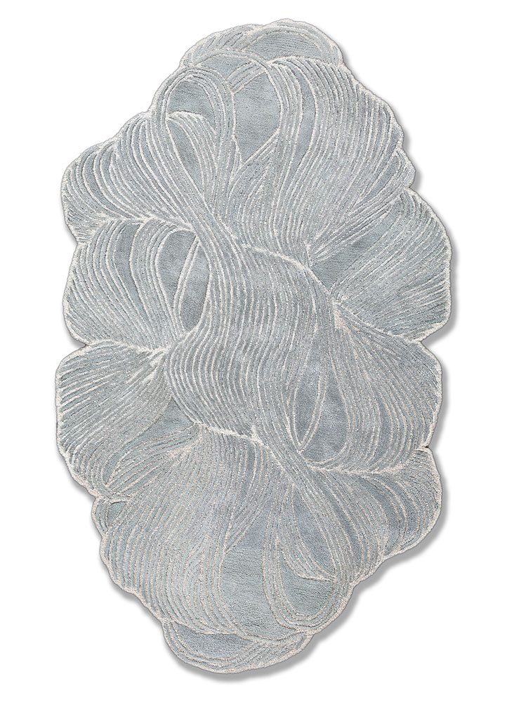  blue wool and viscose Hand Tufted Rug