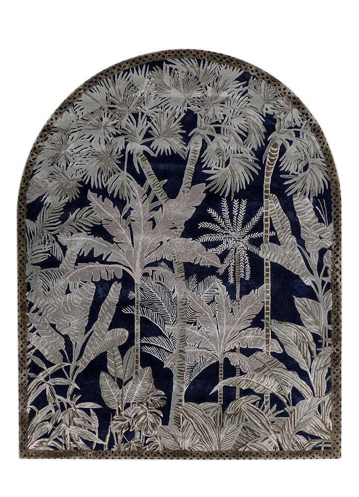  blue wool and viscose Hand Tufted Rug