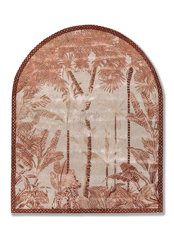  ivory wool and viscose Hand Tufted Rug