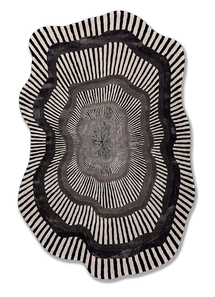  grey and black wool and viscose Hand Tufted Rug