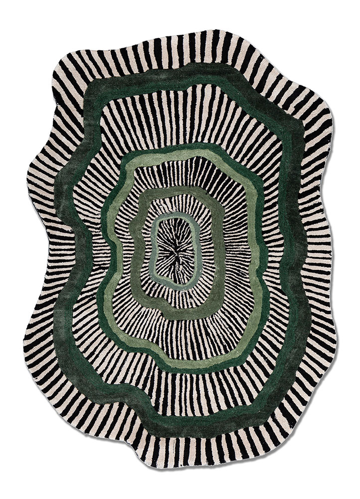  grey and black wool and viscose Hand Tufted Rug