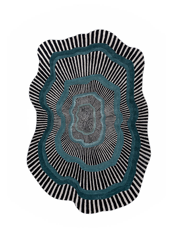  grey and black wool and viscose Hand Tufted Rug