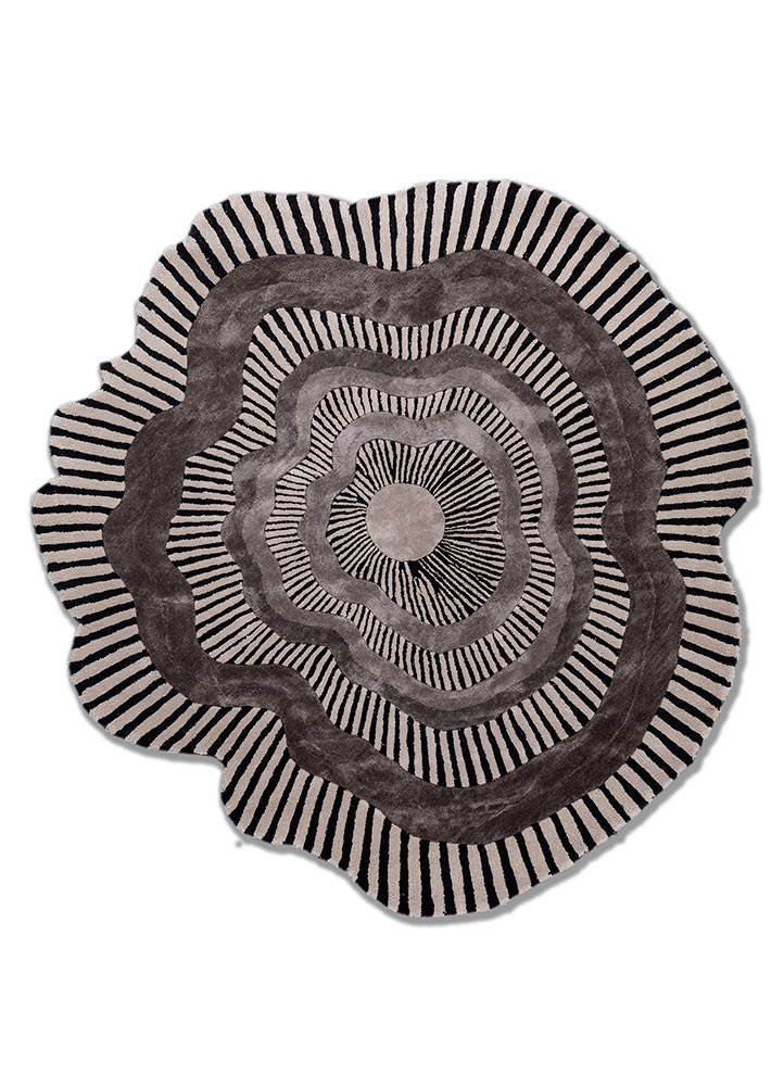  grey and black wool and viscose Hand Tufted Rug