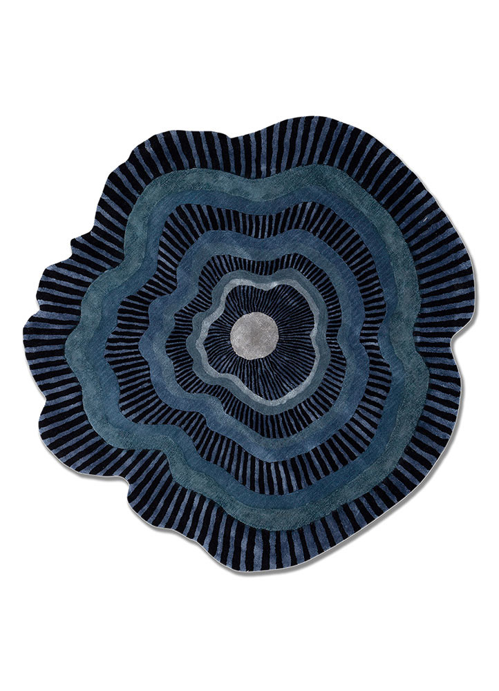  grey and black wool and viscose Hand Tufted Rug