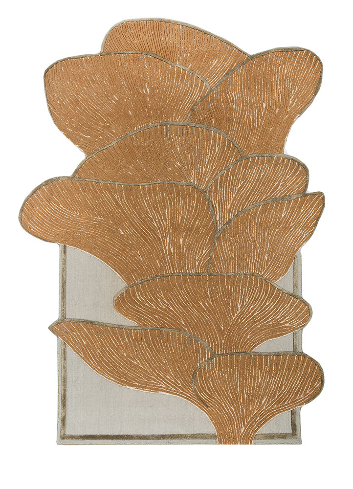  gold wool and viscose and silk Hand Tufted Rug