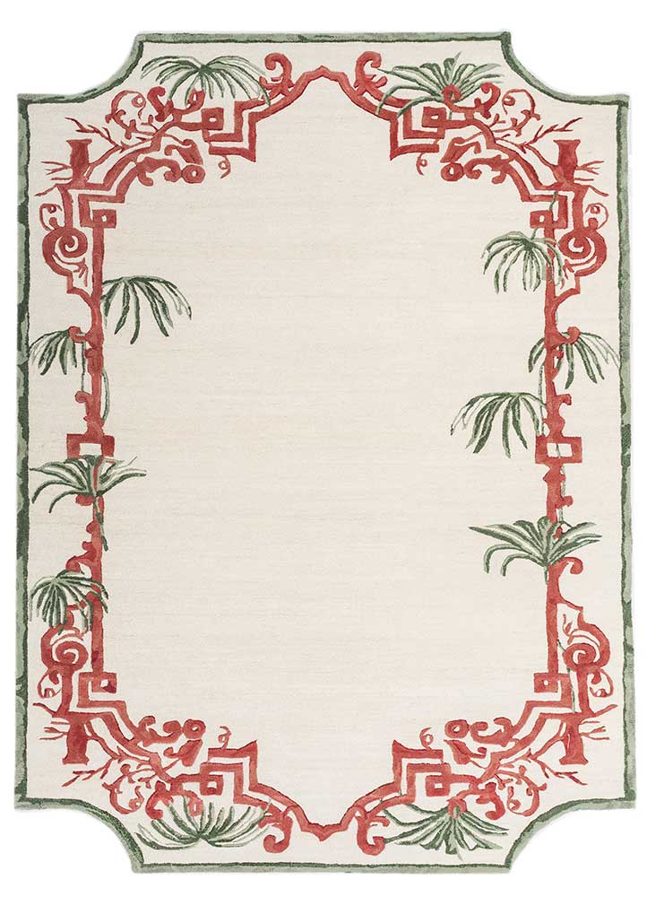 jardins du monde ivory wool Hand Tufted Rug - HeadShot