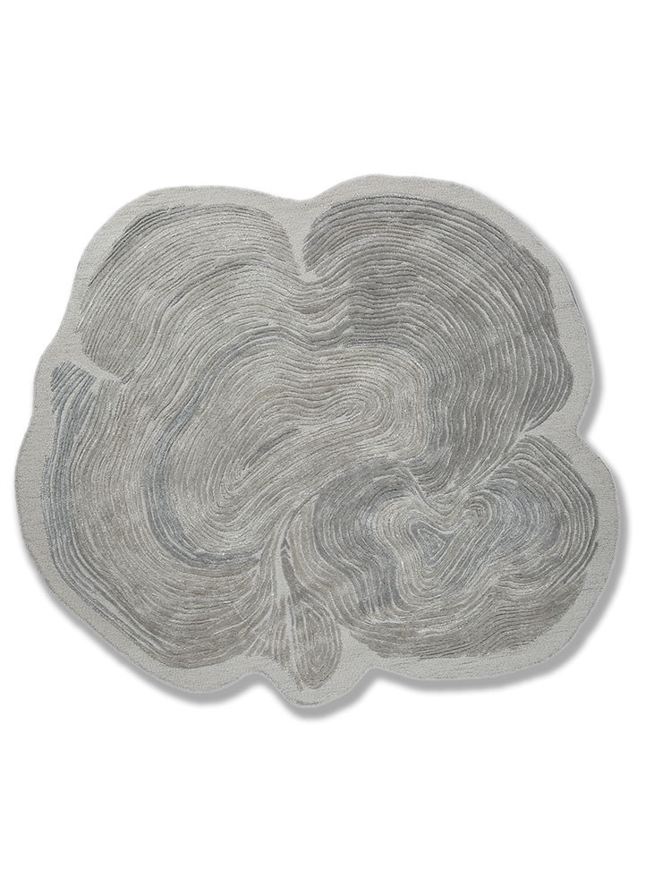  blue wool and viscose Hand Tufted Rug