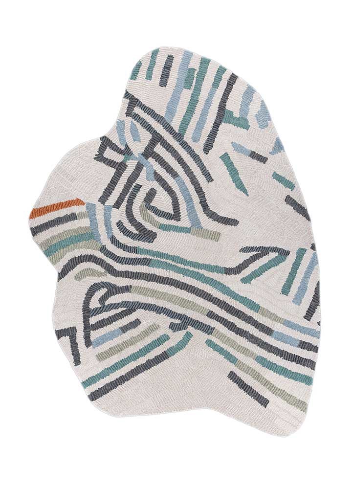  ivory wool and viscose Hand Tufted Rug