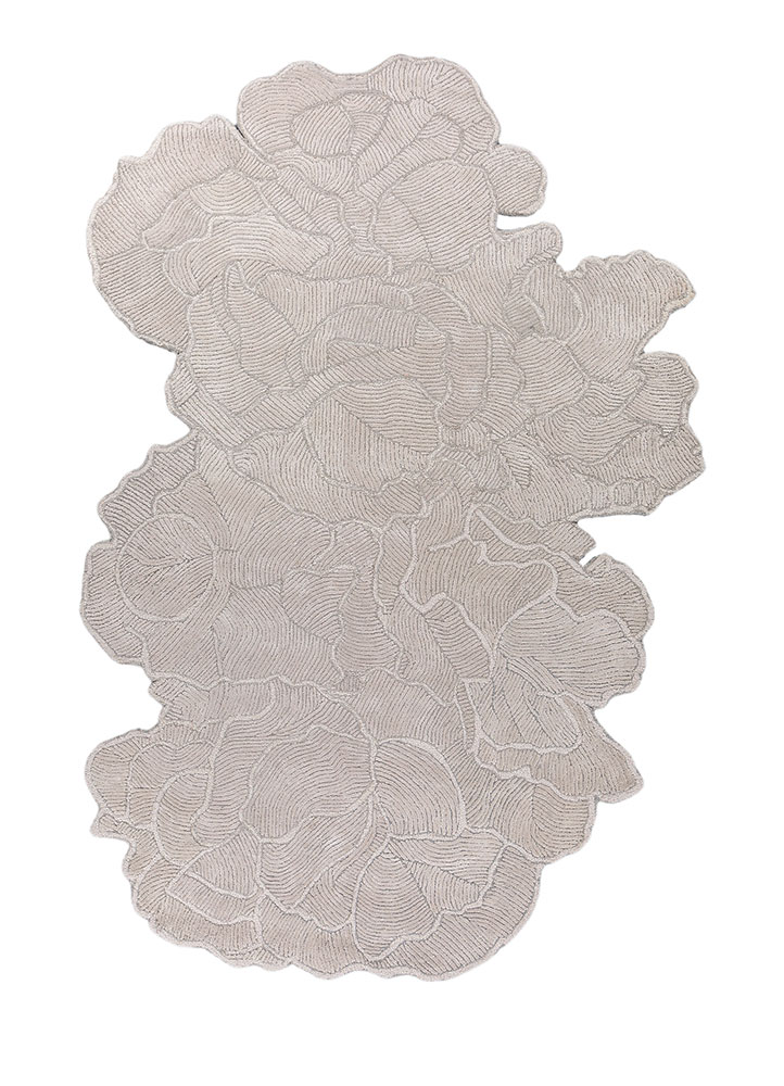  ivory wool and viscose Hand Tufted Rug