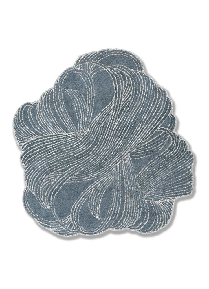  blue wool and viscose Hand Tufted Rug