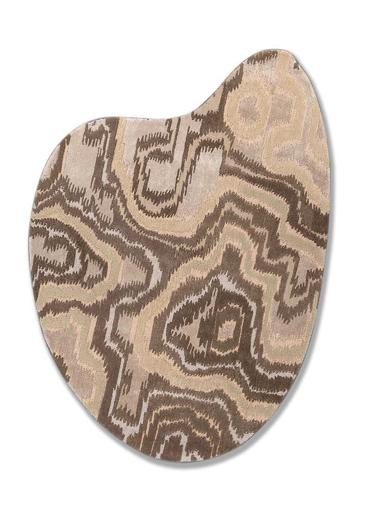 mythos beige and brown wool and viscose Hand Tufted Rug - HeadShot