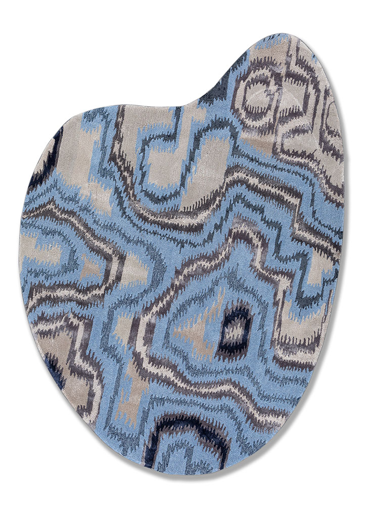  blue wool and viscose Hand Tufted Rug