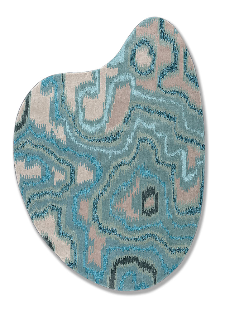 mythos blue wool and viscose Hand Tufted Rug - HeadShot