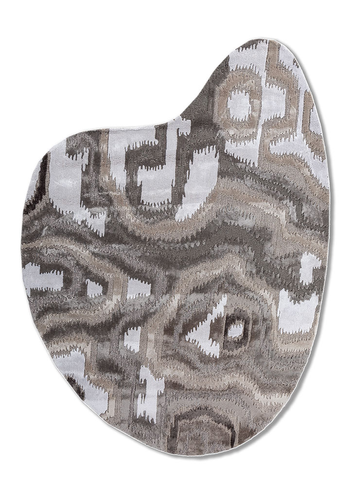  grey and black wool and viscose Hand Tufted Rug