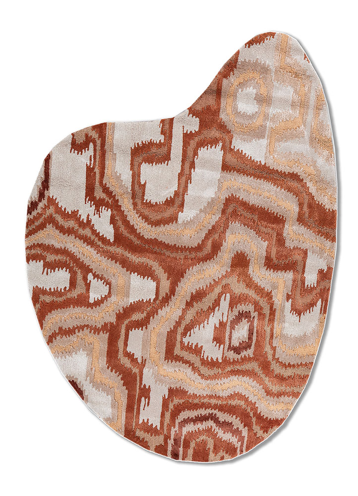  red and orange wool and viscose Hand Tufted Rug
