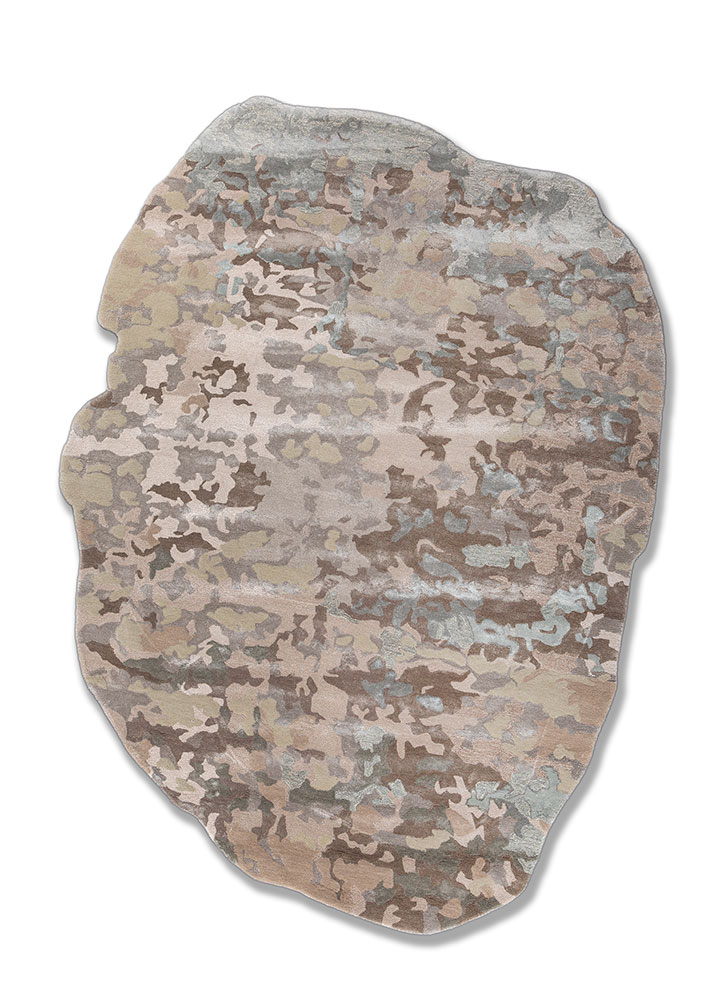  ivory wool and viscose Hand Tufted Rug