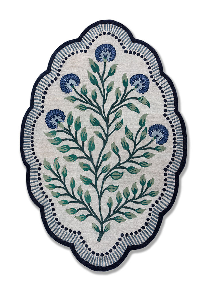  grey and black wool and viscose Hand Tufted Rug