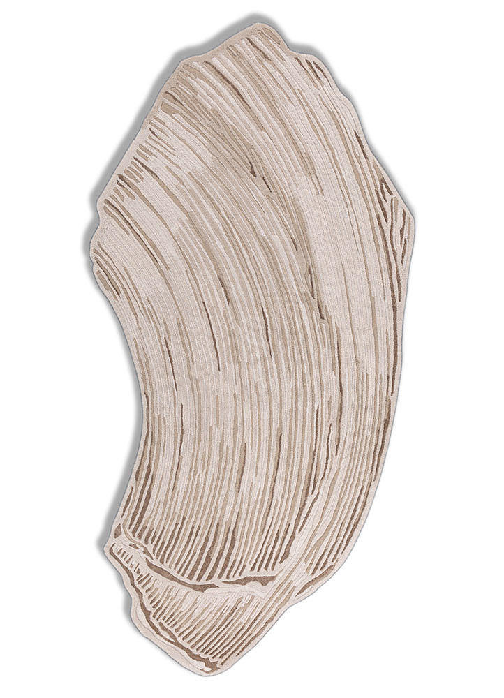  ivory wool and viscose Hand Tufted Rug