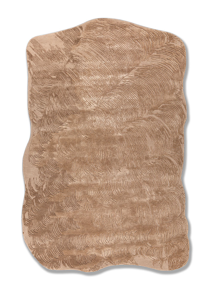 aprezo beige and brown wool and viscose Hand Tufted Rug - HeadShot