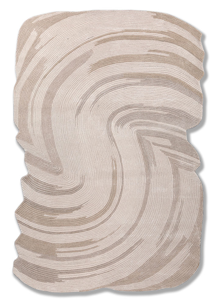  ivory wool and viscose Hand Tufted Rug