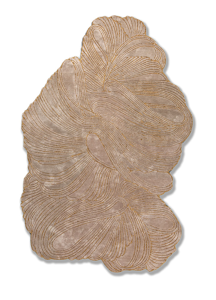 infini beige and brown viscose Hand Tufted Rug - HeadShot
