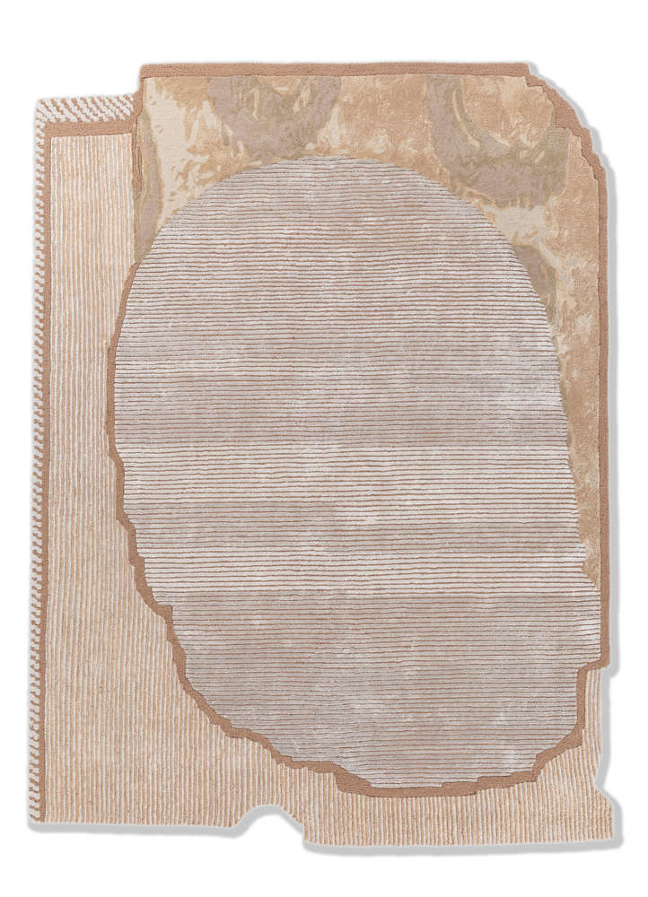 white noise ivory wool and viscose Hand Tufted Rug - HeadShot white noise ivory wool and viscose Hand Tufted Rug - HeadShot
