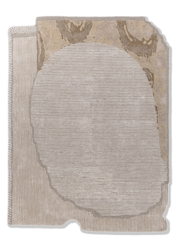  ivory wool and viscose Hand Tufted Rug