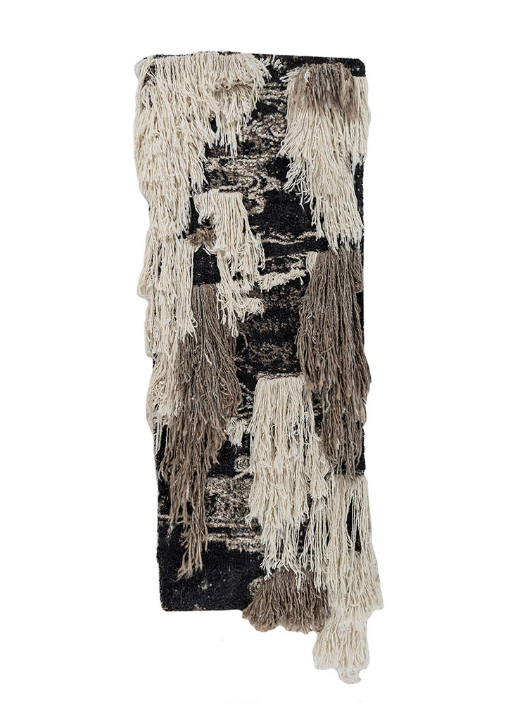  grey and black wool and bamboo silk Wall Art Rug