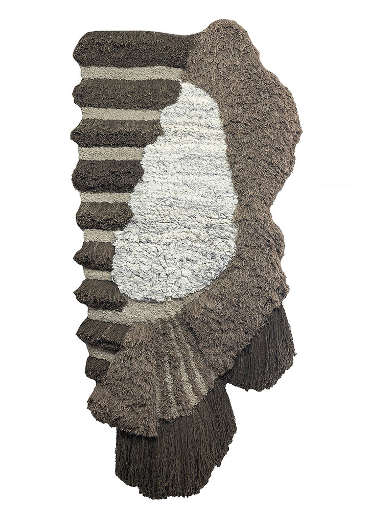  beige and brown wool Wall Art Rug