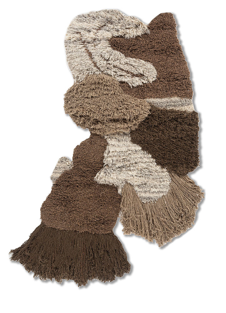  beige and brown wool Wall Art Rug