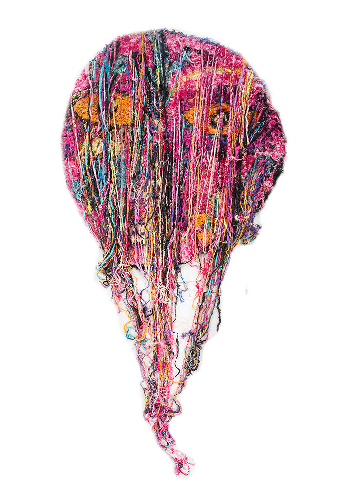 Bahu Mukhiya by Gurjeet Singh pink and purple viscose and polyester Hand Knotted Rug