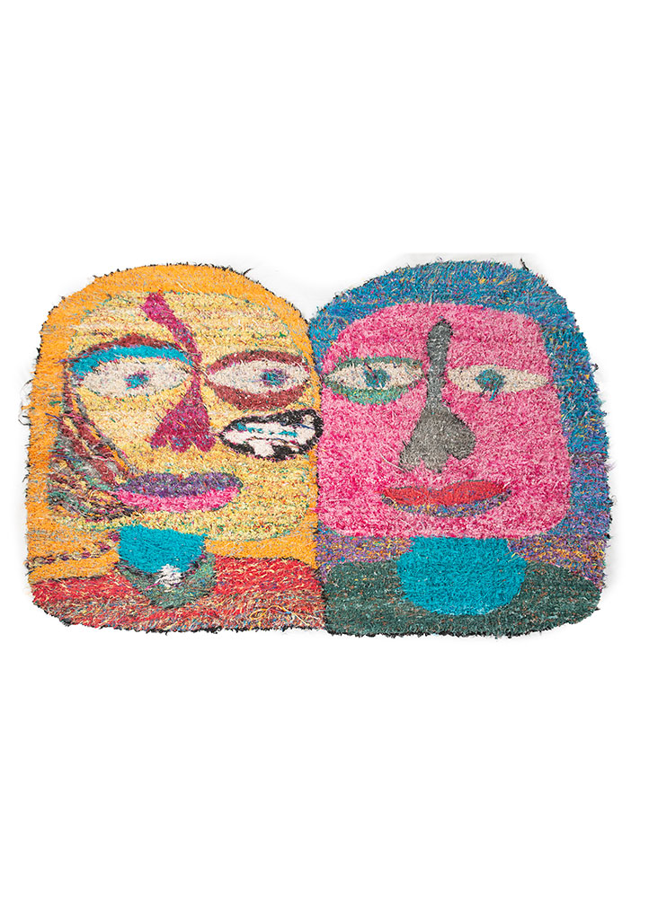 dreamers pink and purple viscose and polyester Hand Knotted Rug - HeadShot