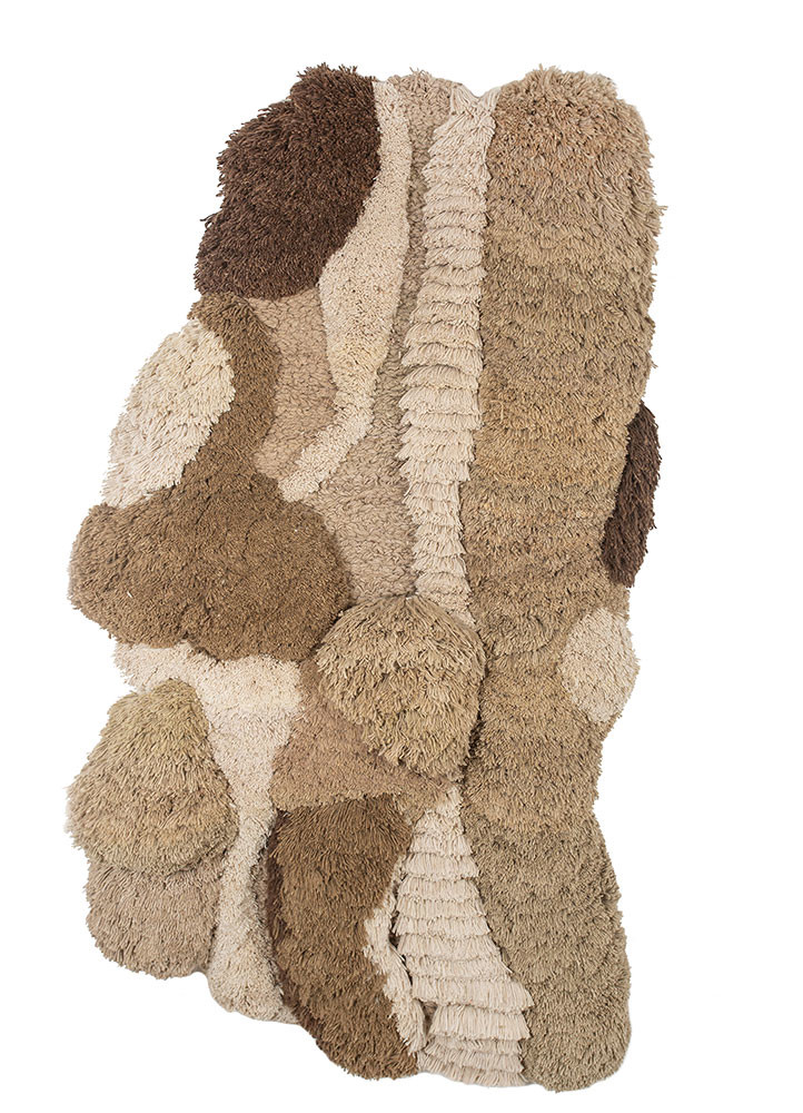  beige and brown wool Wall Art Rug