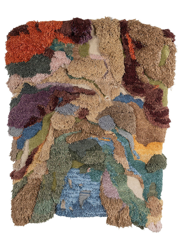  ivory wool and bamboo silk Hand Knotted Rug