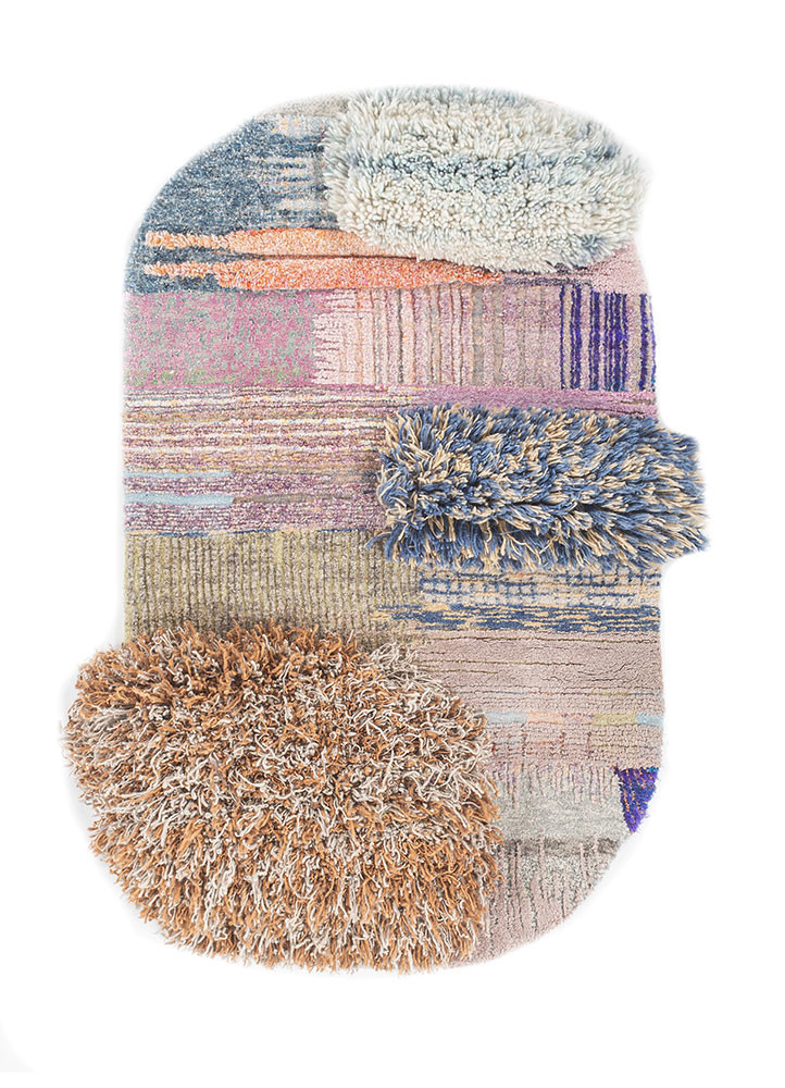  beige and brown wool and silk Hand Knotted Rug