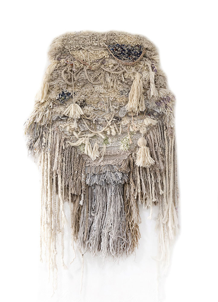  ivory wool and bamboo silk Hand Knotted Rug